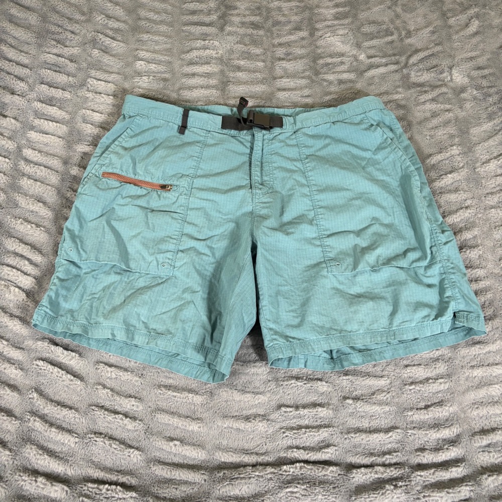 Mountain Standard MS1010 Mens 38 Teal Ripstop Utility Hiking Shorts Buckle Belt